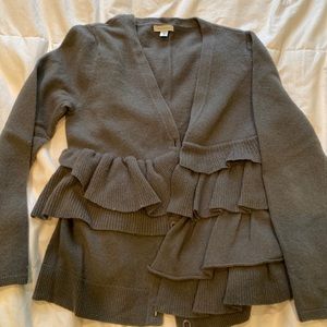Womens Garnet Hill ruffle cardigan sweater